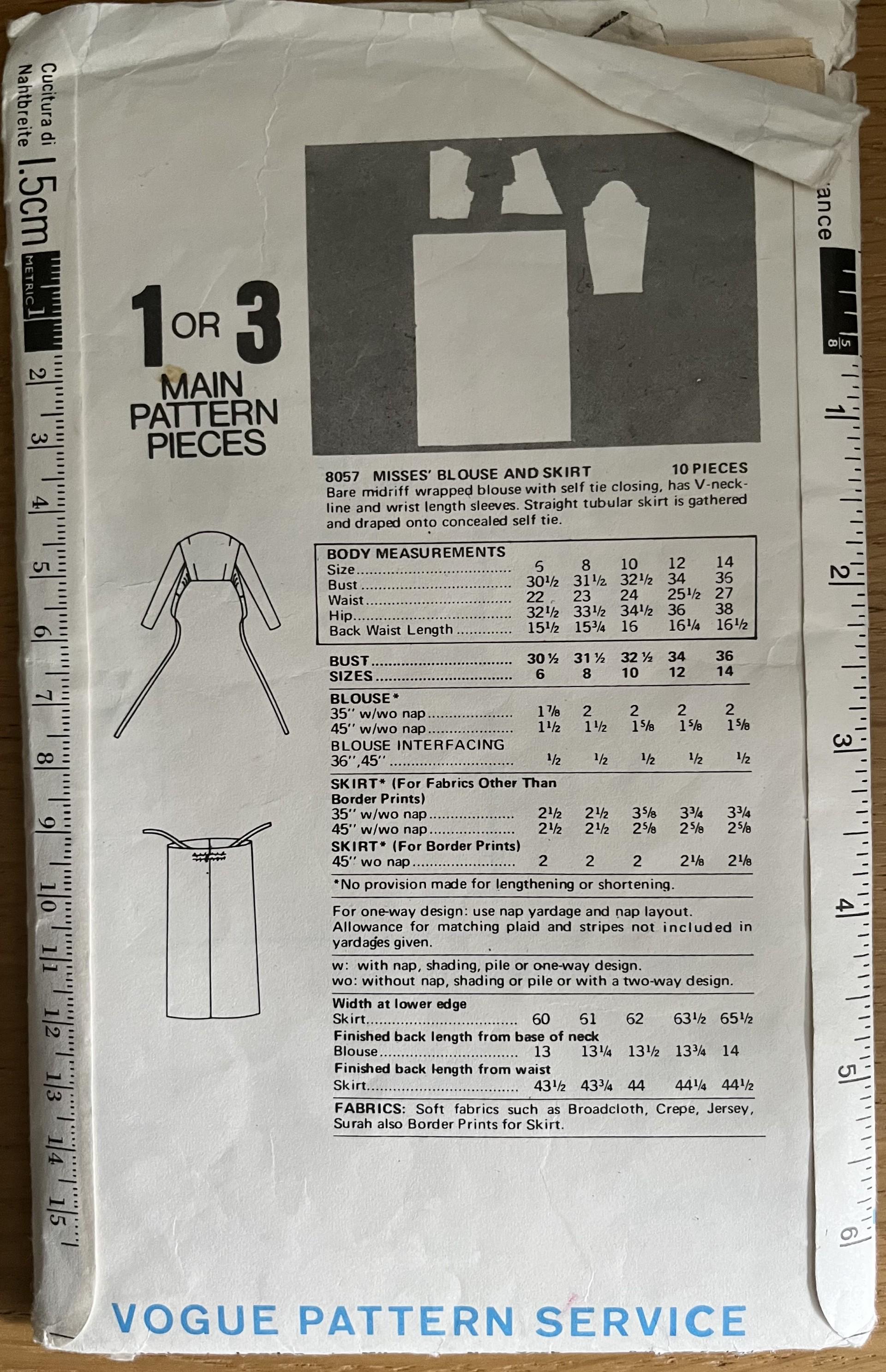 1970s Vogue 8057 Sewing Pattern: Midriff Blouse & Maxi Skirt (bust 32 1 ...
