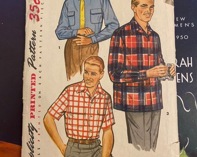 1950s Sewing Pattern, Men’s Convertible Collar Shirt - Chest: 42 – 44” (106 – 111cm) main image 0