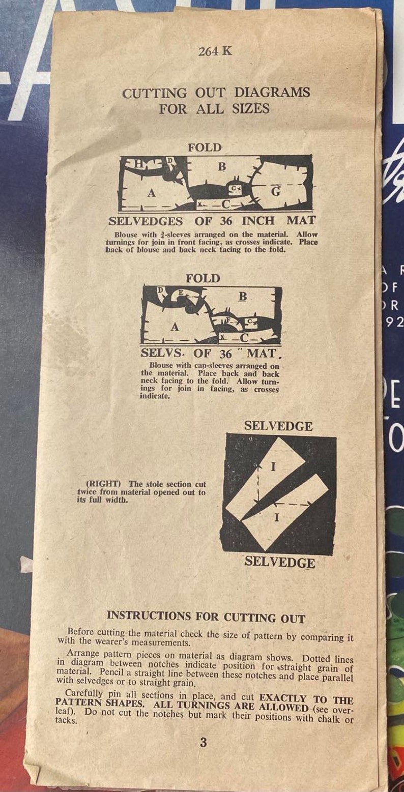 1950's Sewing Pattern: Women's Blouse Tops with Stole  - Bust 38” (97cm)