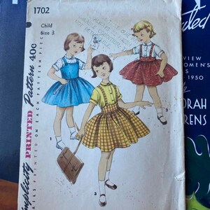 Vintage 1950s Sewing Pattern, Toddler Blouse & Skirt/ Jumper  - Size 3 - Simplicity 1702