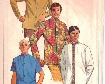 Vintage 1960s Pattern –Mens Nehru Jacket, Chest 36" Simplicity 8006