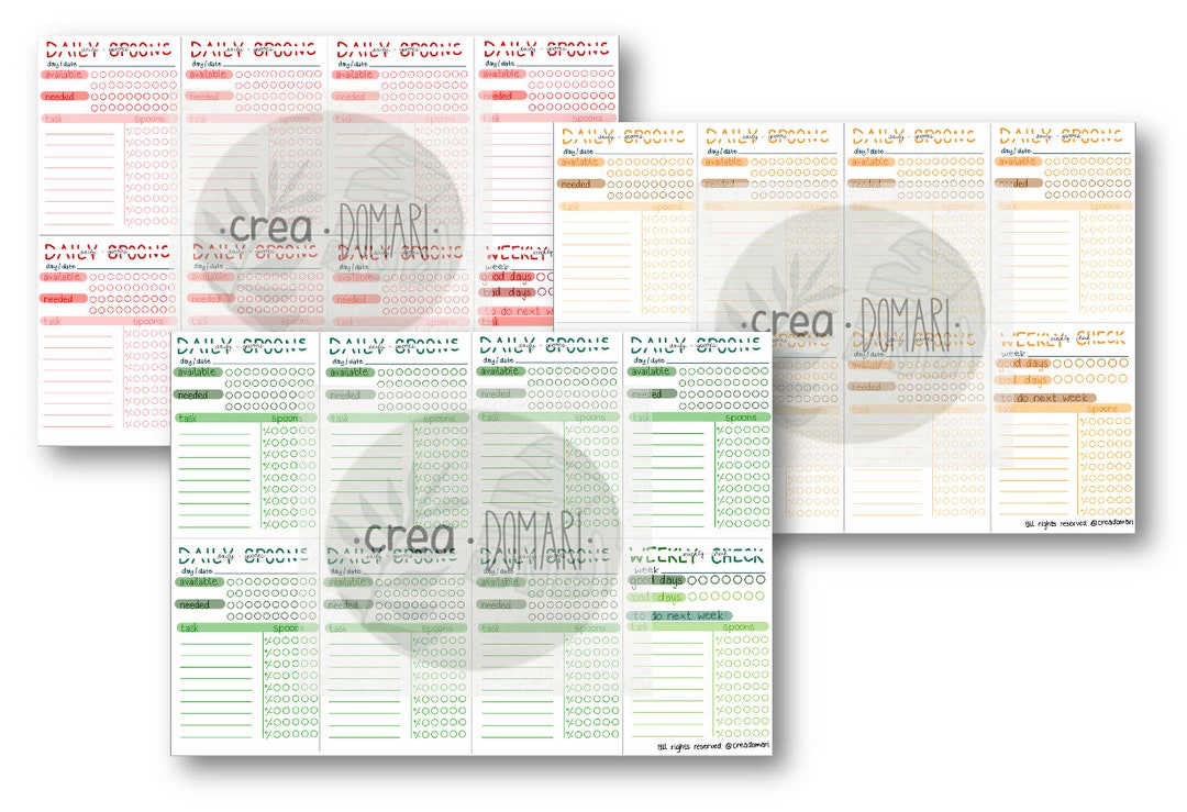 Spoon Theory Energy Tracker Etsy