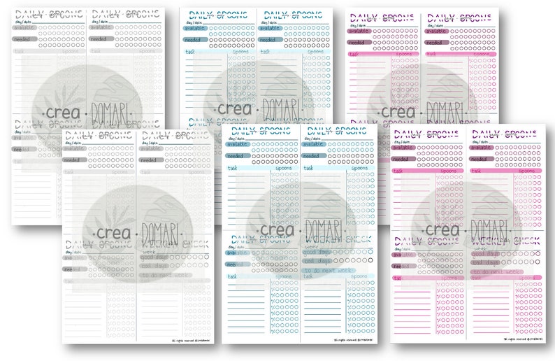 Spoon Theory Energy Tracker Etsy