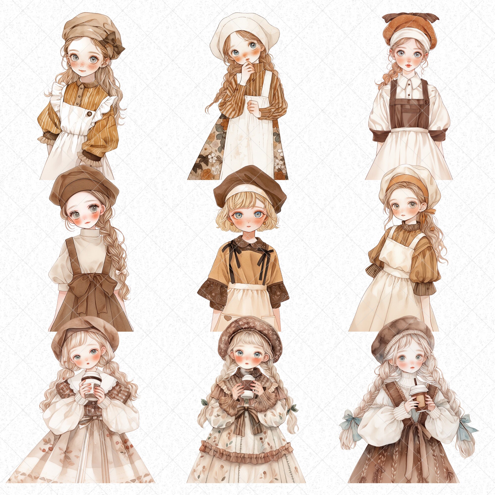 Watercolor Coffee Lover Clipart Bundle, Cottagecore Style Countryside ...