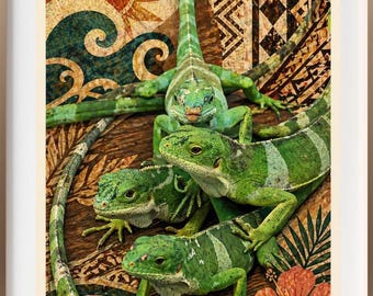 Posing Iguanas of Mystery Island Limited & Exclusive A3 Print