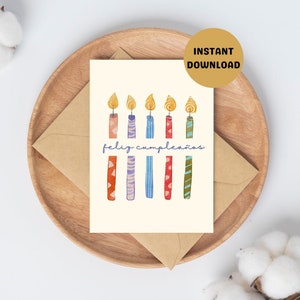 Spanish Birthday Card |  Digital Print |  Printable Card