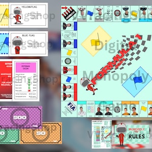 Monopoly Formula 1 digitale stampabile edizione 2024 / Download immediato / PDF stampabili / Gioco per famiglie e amici / Gioco da tavolo / Design personalizzato