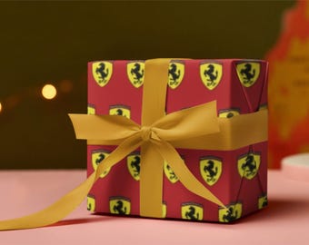 Papel de regalo del equipo de Fórmula 1 Ferrari hecho a mano: diseño vintage personalizado