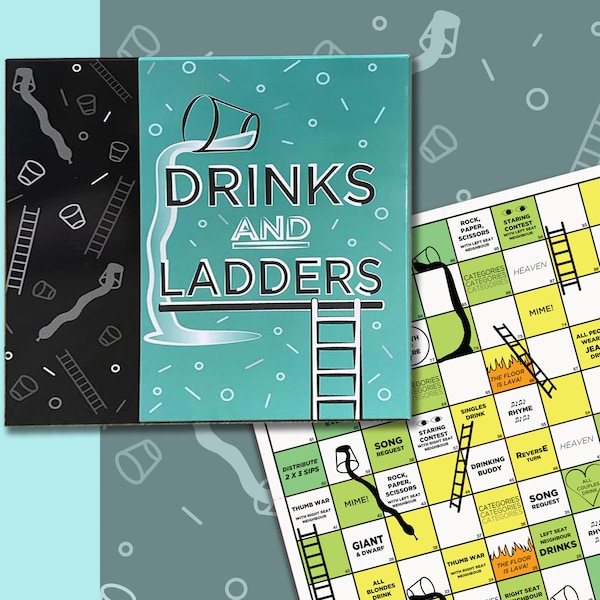 Drinks and Ladders Party Board Game for Adults - Fun Game for Parties - Birthdays - Game Nights and Gifts
