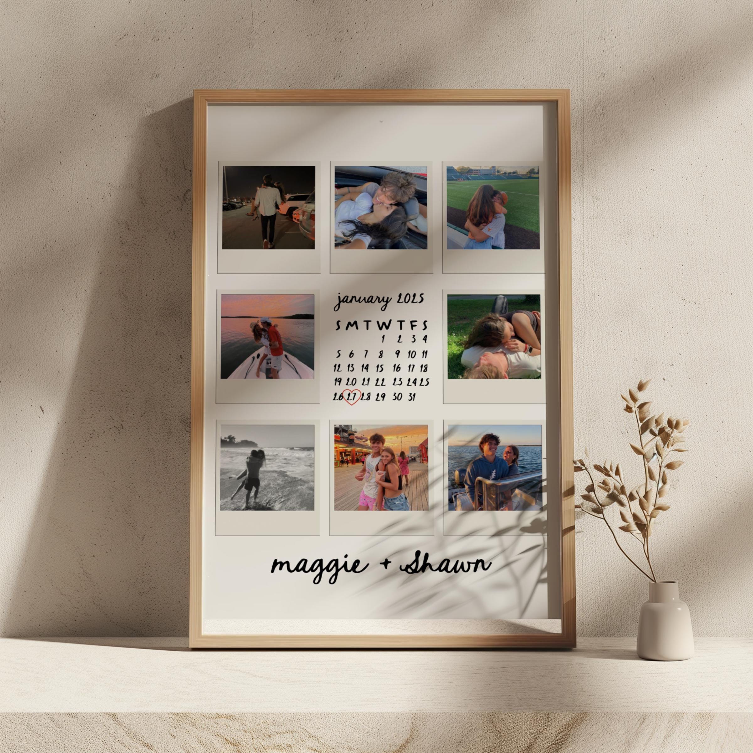Anniversary Polaroid Collage Template, Custom Polaroid Photo Frame, Anniversary Present, Printable Anniversary Gift for Boyfriend Digital