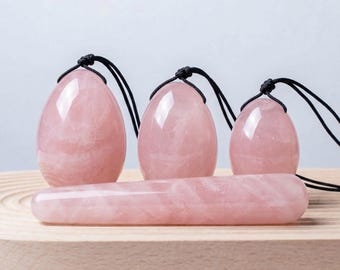 Natural Crystal Egg Set 4pcs, Rose Quartz Jade Obsidian Eggs, Meditation Relaxation, Self Care Gift for Women, Custom Engraved Text