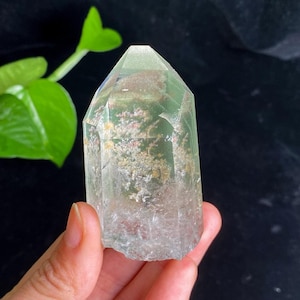 Natural Phantom Green Garden Quartz Tower,Lodolite Quartz,Green Garden Quartz Collection,Home Decor,Polished Phantom Garden Quartz Freeform