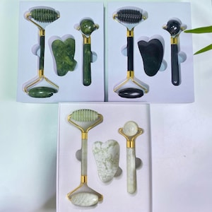 3-Piece Crystal Facial & Eye Gua Sha Set Box, Natural Crystal Massage Tool Box, Facial and Eye Relaxation Massage Tool, Skin Care Tool