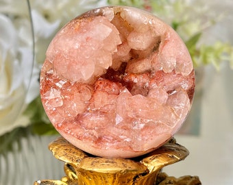 Roze Amethist bol, Druzy roze Amethist geode, helende hartchakra, verjaardagscadeau, minerale exemplaren collectie, verjaardagscadeaus