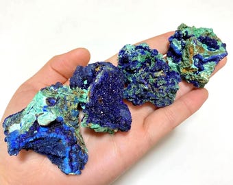 Azurite Malachite Specimen, Natural Blue Green Mineral Crystal, Raw Stone Display Piece, Collector Rock, Unique Gift