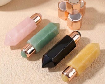 Natürlicher Kristall Gesichtsroller Zauberstab, Edelstein Gesichtsmassage-Tool, Hautpflege Zauberstab, entspannendes Self Care Spa Geschenk