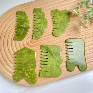 Peine de cristal natural, herramientas de raspado para masaje del cuero cabelludo, peine de bolsillo portátil de cristal, herramienta de cuidado de cristal curativo, curación Reiki, peine de cuarzo de regalo