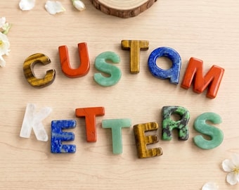 Natural Gemstone Alphabet Letter Beads A-Z, Crystal Custom Name Bead, Personalized Initial Jewelry Making Supply