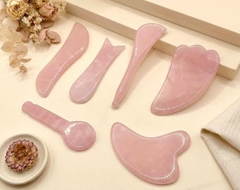 Natural Rose Quartz Gua Sha Tool, Facial Body Massage Crystal Tool, Skin Care Relaxing Massage, Self Care Face Sculpting Tool, Unique Gift