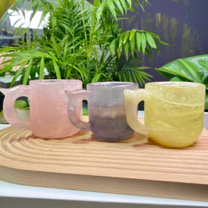 1Pcs Natural Crystal Quartz Cup, Coffee Tea Cup, Rose Quartz Cup, Citrine Cup, Fluorite Cup, Handcarved Crystal Cup Gift, Anniversary Gift