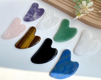 Natural Jade Heart Shape Gua Sha Tool,Facial Essential Oil,Crystal Body Gua Sha Tool,Crystal Massage Tool,Crystal Face Roller,Reiki Healing