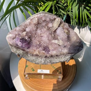 Natural Druzy Amethyst Cluster with Calcite Specimen,Rare Amethyst Collection,Mineral Specimen Collection,Amethyst Geode with Calcite Gift