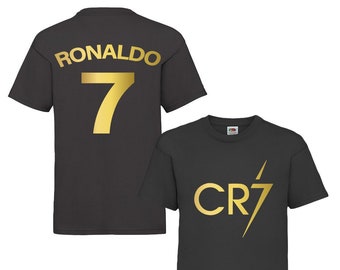 Maglietta da calcio ispirata a Ronaldo per bambini, merchandising Ronaldo TEEs, maglietta da regalo per ragazzi e ragazze, 5-13 anni, numero 7 # 7, CR7, maglietta di Cristiano Ronaldo