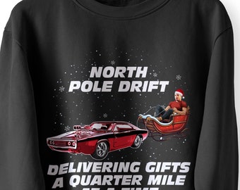 Grappige kersttrui volwassen noordpooldrift, levert geschenken per kwart mijl, kersttrui, sweater, Fast Furious Vin Diesel