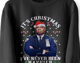 Volwassen kapitein Raymond Holt grappige kersttrui, trui, sweater, grappige Brooklyn TV Show, kerstcadeaus tv-show cadeau Ik ben extatisch