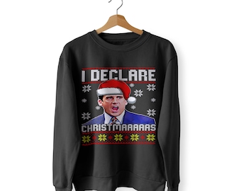 Volwassen Michael Scott Ik verklaar Christmas Jumper Sweatshirt US Office Funny Christmas Gift Ugly Sweatshirt Funny dwight Christmas Party 90s