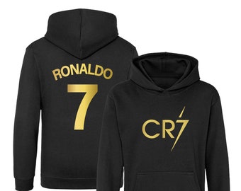 Kids Ronaldo Inspired Soccer Hoodie Jumper footy merch Jumper Messi Merch Messi  Boys Girls Gift Top Tee 5-13yrs Number 7 #7