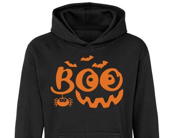 BOO Face Halloween Hoodie - Halloween Costume Sweatshirt, Spooky Halloween Costume Ideas, KIds, Girls, Boys