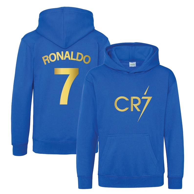 Kids Ronaldo Inspired Soccer Hoodie Jumper footy merch Jumper Messi Merch Messi Boys Girls Gift Top Tee 5-13yrs Number 7 7 Royal Blue