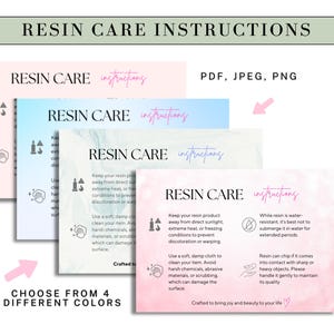 Resin care instructions, Resin care card, Minimalistic pastel, Printable, Digital Download for Business, Mini Resin Jewelry Care Card