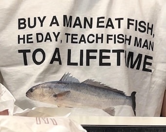 Buy a Man Eat Fish shirt Funny Meme Shirt Inappropriate Shirt Unhinged Shirt Weird Shirt Ironic Shirt Sarcastic Shirt Funny Gift Gen Z Shirt