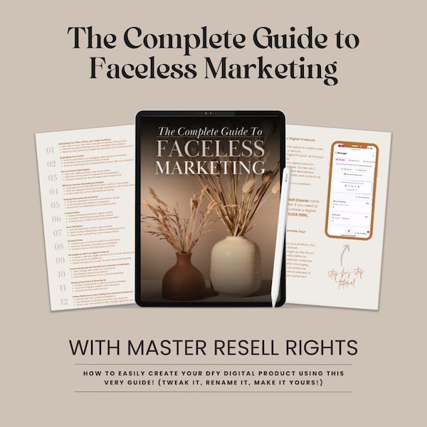 Faceless Marketing Guide, Ebook pdf, Done-For-You, Passive Income, DFY, Private Label Rights, PLR, MRR