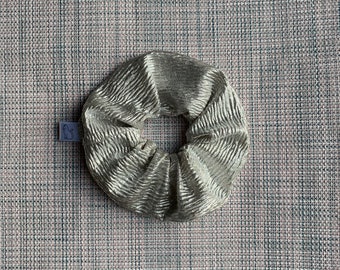 Silver Sparkly Upcycled Scrunchie |Silver Shiny Scrunchie|Disco Scrunchy|Silver Party Scrunchie|Thrifted Material|Mirrorball|Glam|Dance