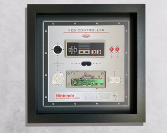 Framed Nintendo Entertainment System Controller (NES) Disassembled in Shadow Box - Wall Art Gift