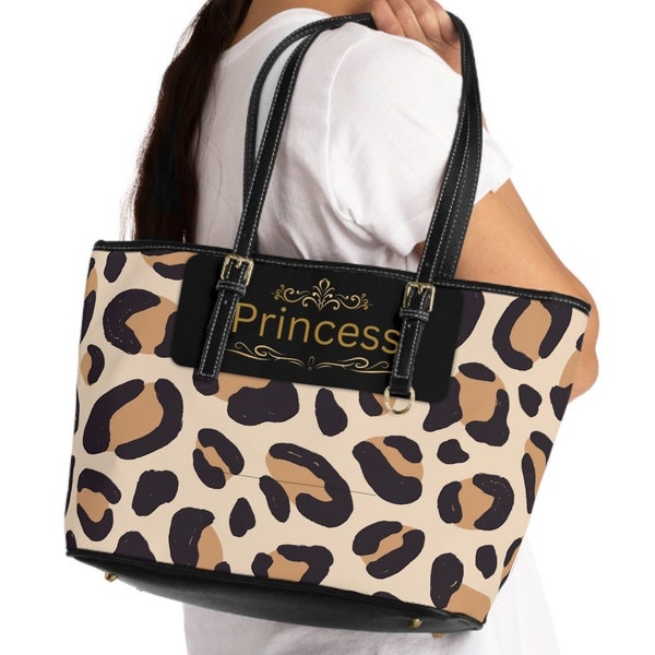 Personalized Leopard Print PU Leather Shoulder Bag: Gold Accents