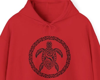 Tribal Honu Turtle Hoodie: Unisex Long Sleeve Sweatshirt