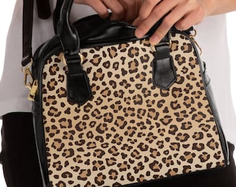 Personalized Leopard Print Faux Leather Shoulder Bag: Designer Handbag