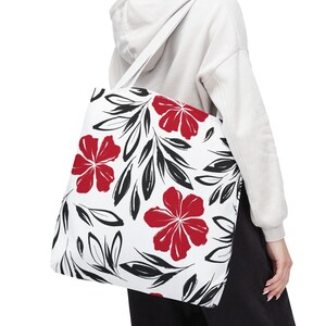 Hawaiian Floral Tote Bag: Custom Spun Polyester Beach Bag image 1