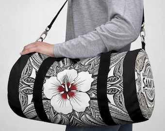 Samoan Duffel Bag: Polynesian Print Canvas Travel Gym Bag