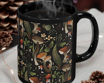 Mushroom Coffee Mug: Trendy Fungi Pattern Ceramic Mug