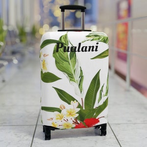 Floral Luggage Suitcase Cover, Hawaiian Flower Gift, Personalized Luggage Protector, Custom Luggage Wrap, Flower Fabric Luggage Cover Décor