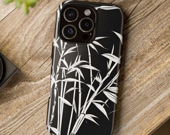 Bamboo iPhone Case, Floral Tough Phone Cover, Matte or Glossy