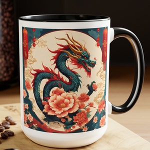Father&#39;s Day Coffee Mugs, Gift for Dad, Year of the Dragon Chinese Zodiac Mug, Chinese Dragon Mug, Lunar New Year 2024, Dragon Lover Mug