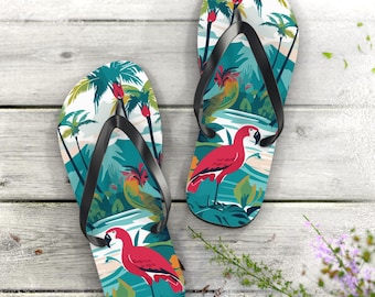 Flamingo Flip Flops: Tropical Beach & Pool Slippers