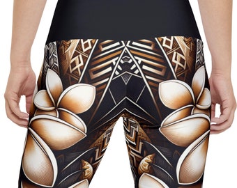 Polynesian Print Workout Shorts: Women's Gym & Athletic Apparel