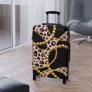 Personalized Travel Suitcase, Wheeled Suitcase, Pink Leopard Luggage, Rolling Luggage, Carry-on Luggage, Wheeled Luggage, Custom Suitcase